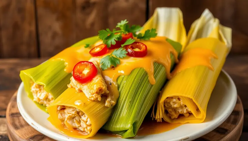 Chicken Cheese and Chili Tamales