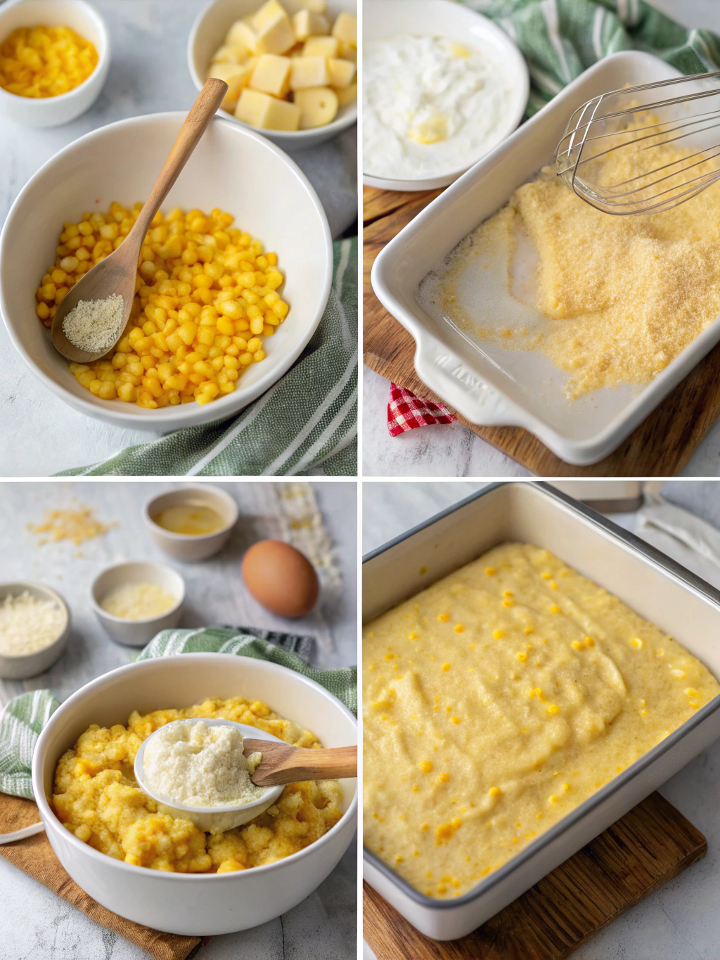 corn pudding casserole preparing steps