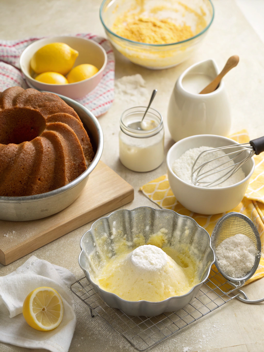 lemon bundt cake recipe preparing steps